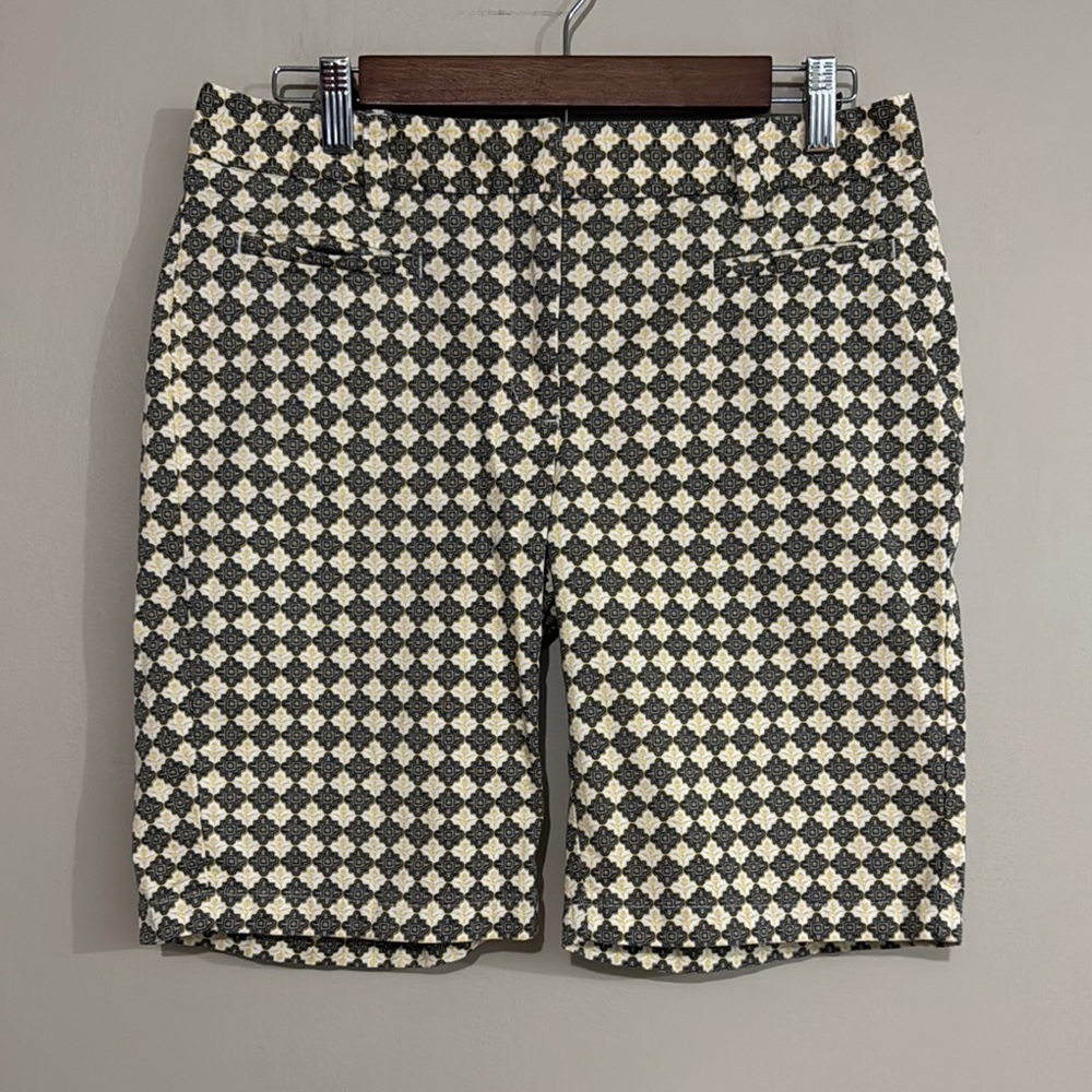 Lands End Gingham tailored structured, Bermudas Buttery Yellow Shorts Sz6